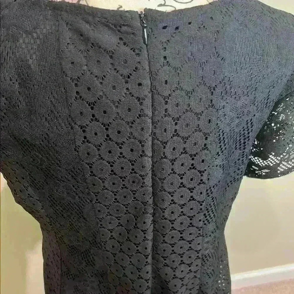 NWT NY Collection sz PL Black A-line dress with short sleeves and V-neckline - Picture 6 of 7